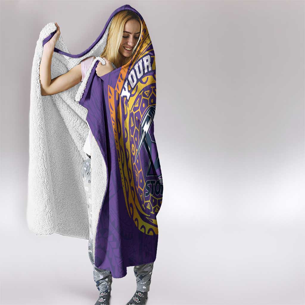 Personalized Melbourne Storm Hooded Blanket Polynesian Tribal Chest and Sleeve Tattoo