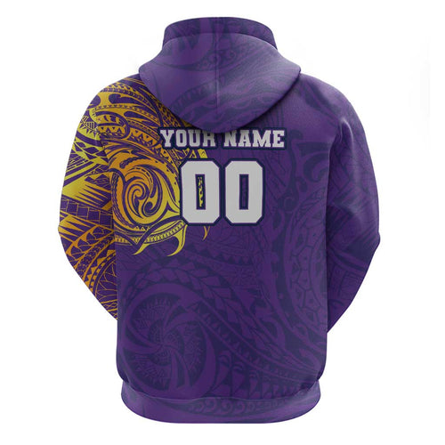 Personalized Melbourne Storm Hoodie Polynesian Tribal Chest and Sleeve Tattoo