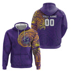 Personalized Melbourne Storm Hoodie Polynesian Tribal Chest and Sleeve Tattoo