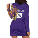 Personalized Melbourne Storm Hoodie Dress Polynesian Tribal Chest and Sleeve Tattoo
