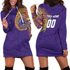 Personalized Melbourne Storm Hoodie Dress Polynesian Tribal Chest and Sleeve Tattoo