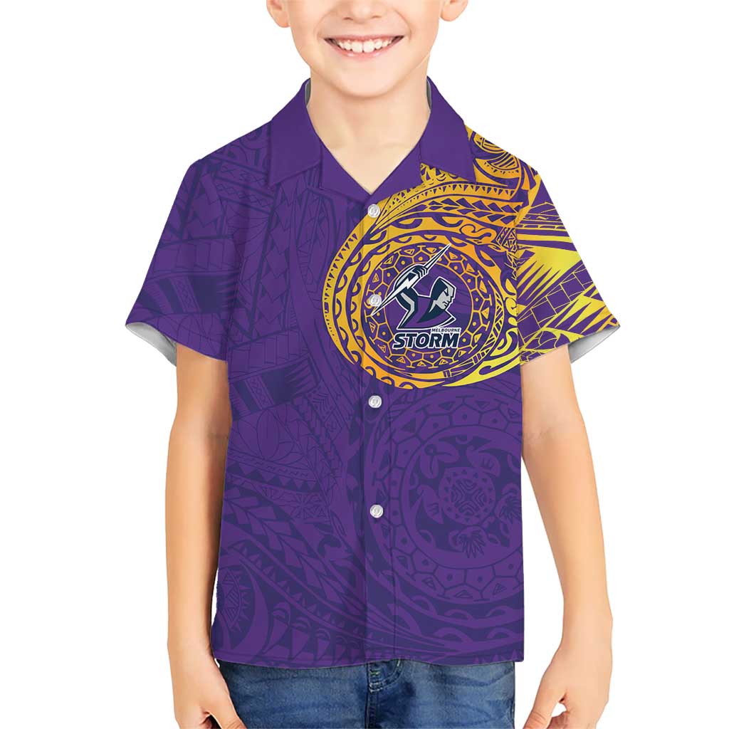 Personalized Melbourne Storm Kid Hawaiian Shirt Polynesian Tribal Chest and Sleeve Tattoo