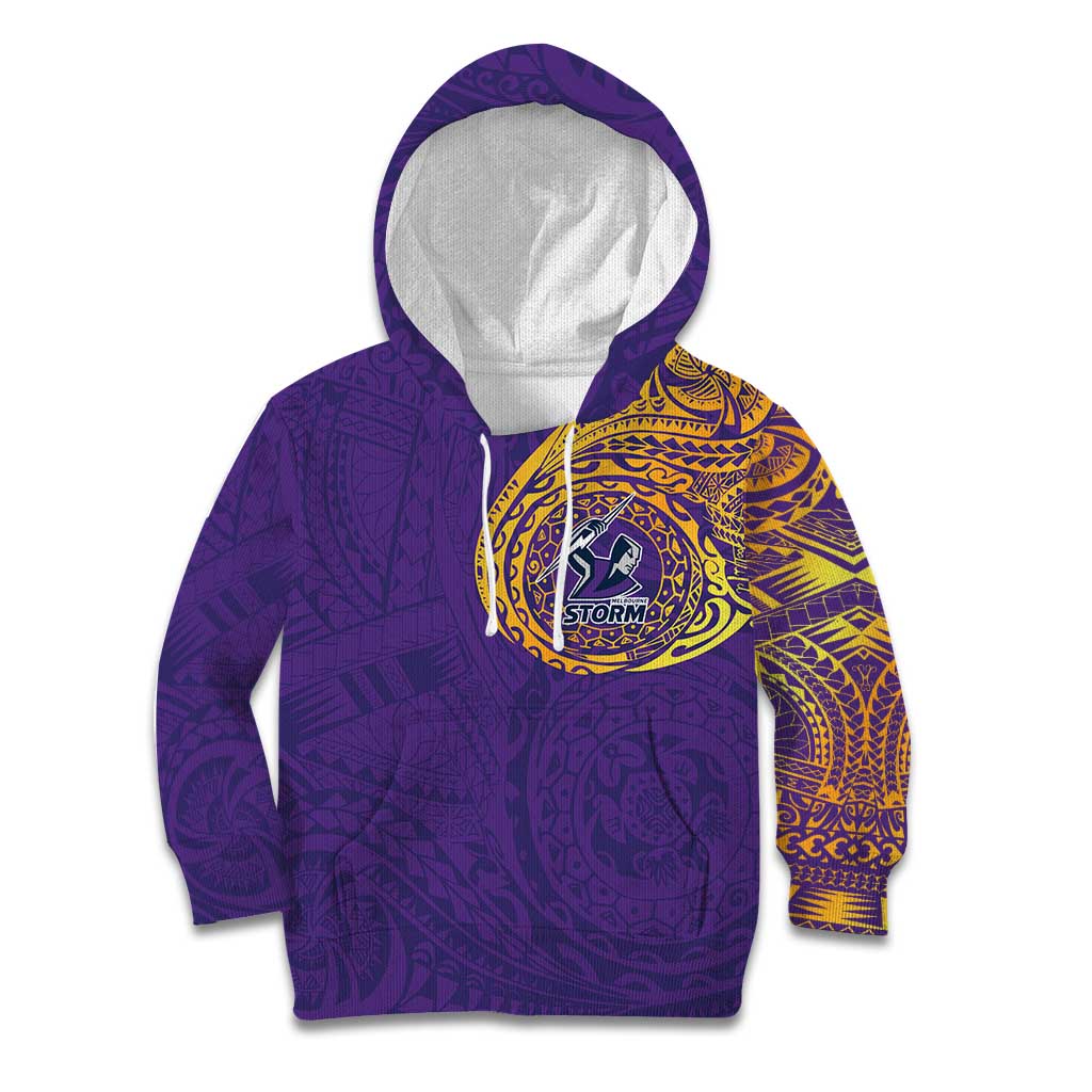 Personalized Melbourne Storm Kid Hoodie Polynesian Tribal Chest and Sleeve Tattoo