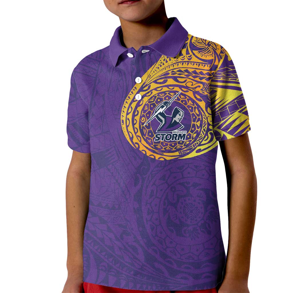 Personalized Melbourne Storm Kid Polo Shirt Polynesian Tribal Chest and Sleeve Tattoo