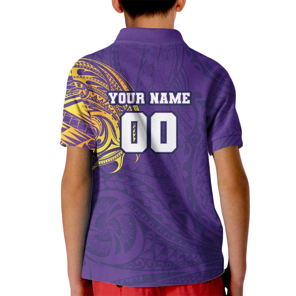 Personalized Melbourne Storm Kid Polo Shirt Polynesian Tribal Chest and Sleeve Tattoo