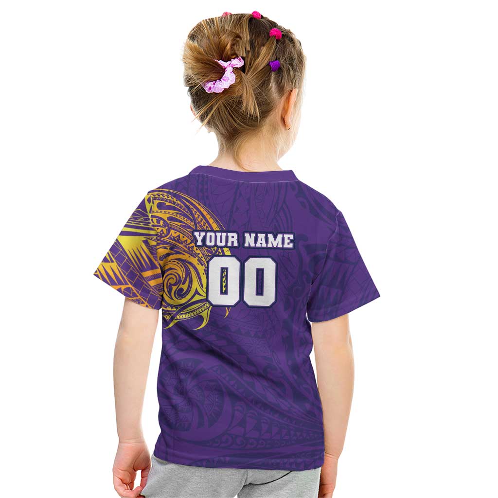 Personalized Melbourne Storm Kid T Shirt Polynesian Tribal Chest and Sleeve Tattoo