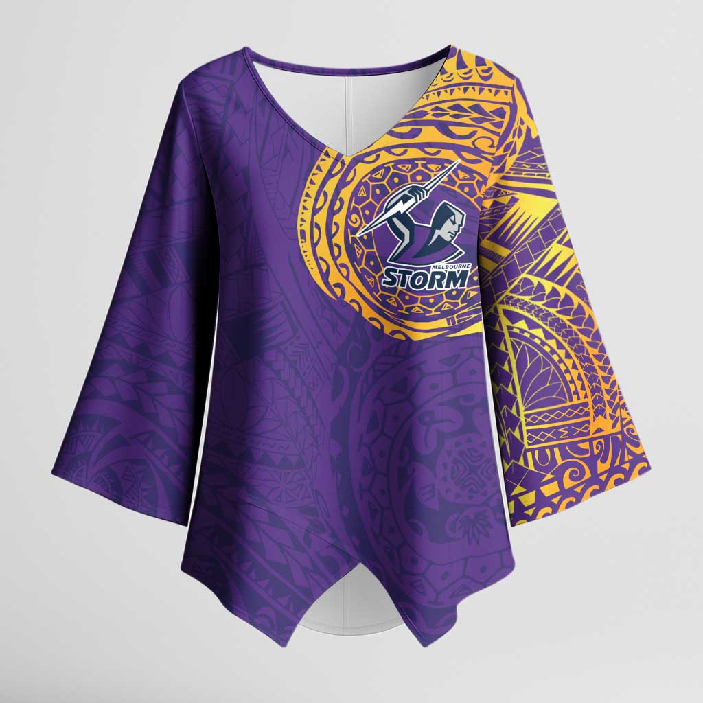 Personalized Melbourne Storm Kimono Sleeve Blouse Polynesian Tribal Chest and Sleeve Tattoo