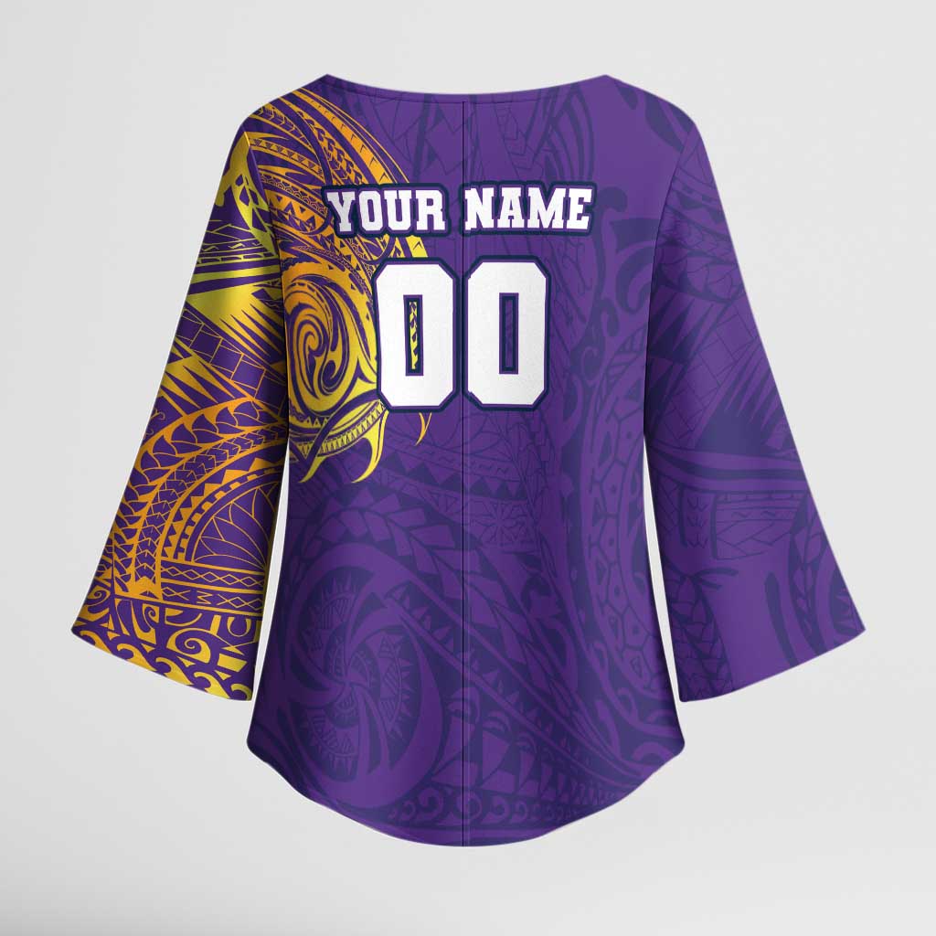 Personalized Melbourne Storm Kimono Sleeve Blouse Polynesian Tribal Chest and Sleeve Tattoo