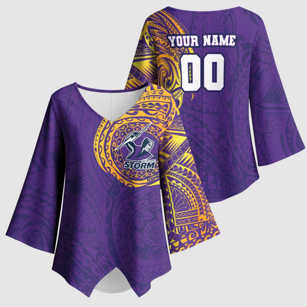 Personalized Melbourne Storm Kimono Sleeve Blouse Polynesian Tribal Chest and Sleeve Tattoo