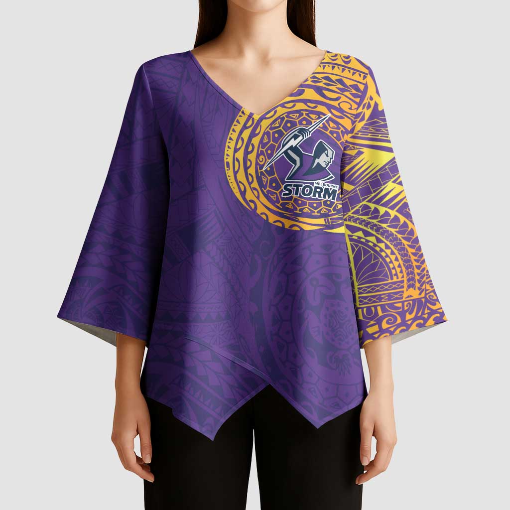 Personalized Melbourne Storm Kimono Sleeve Blouse Polynesian Tribal Chest and Sleeve Tattoo
