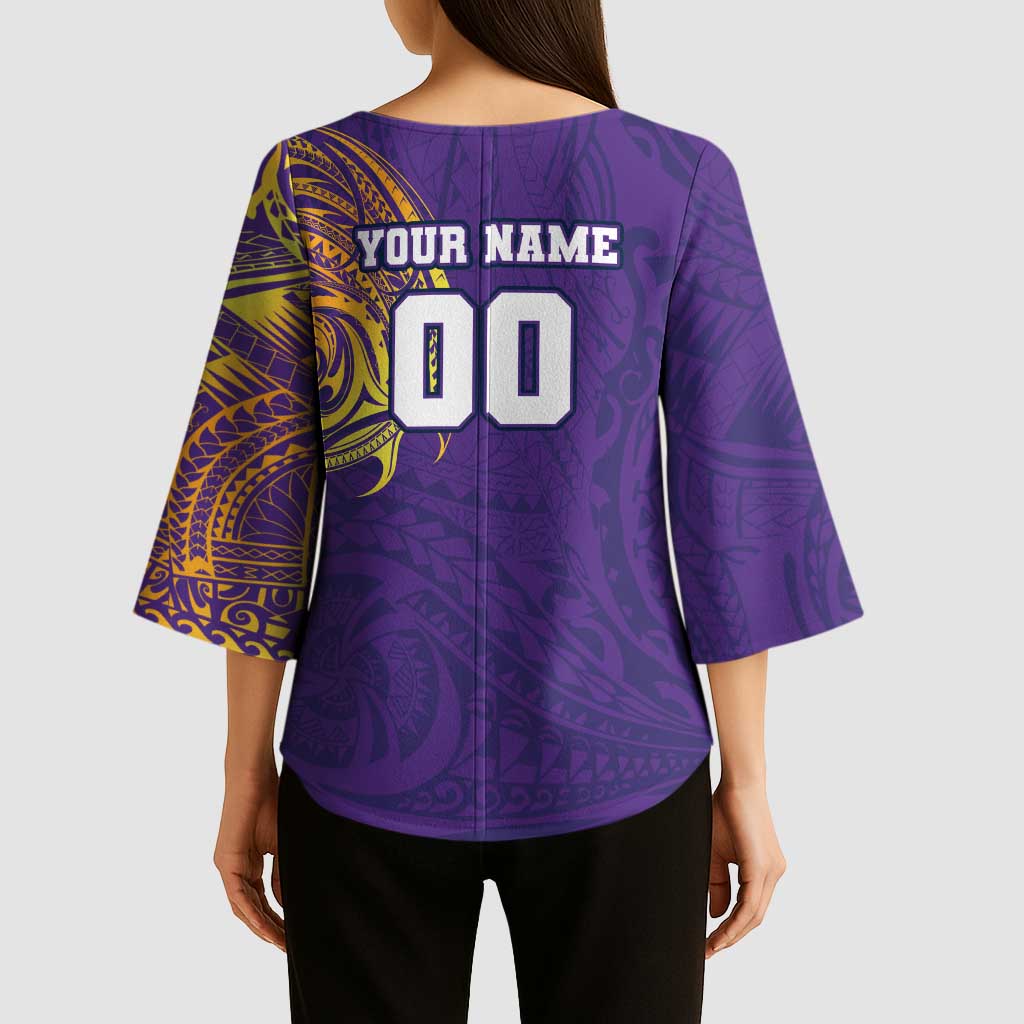 Personalized Melbourne Storm Kimono Sleeve Blouse Polynesian Tribal Chest and Sleeve Tattoo