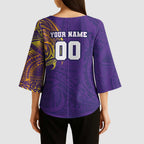 Personalized Melbourne Storm Kimono Sleeve Blouse Polynesian Tribal Chest and Sleeve Tattoo