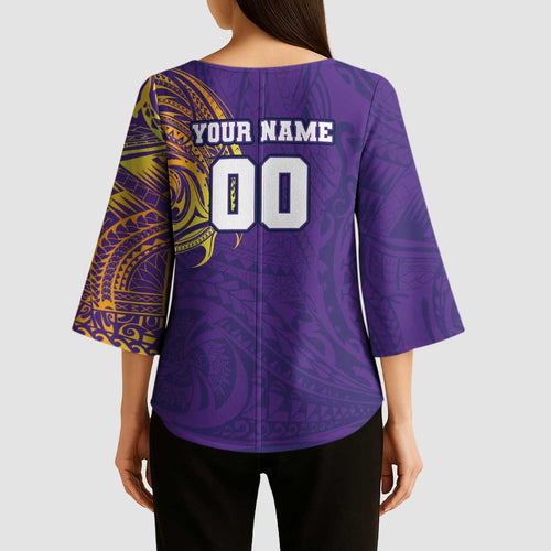 Personalized Melbourne Storm Kimono Sleeve Blouse Polynesian Tribal Chest and Sleeve Tattoo