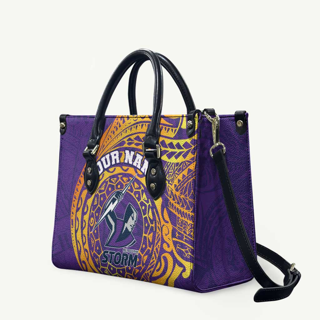 Personalized Melbourne Storm Leather Bag Polynesian Tribal Chest and Sleeve Tattoo