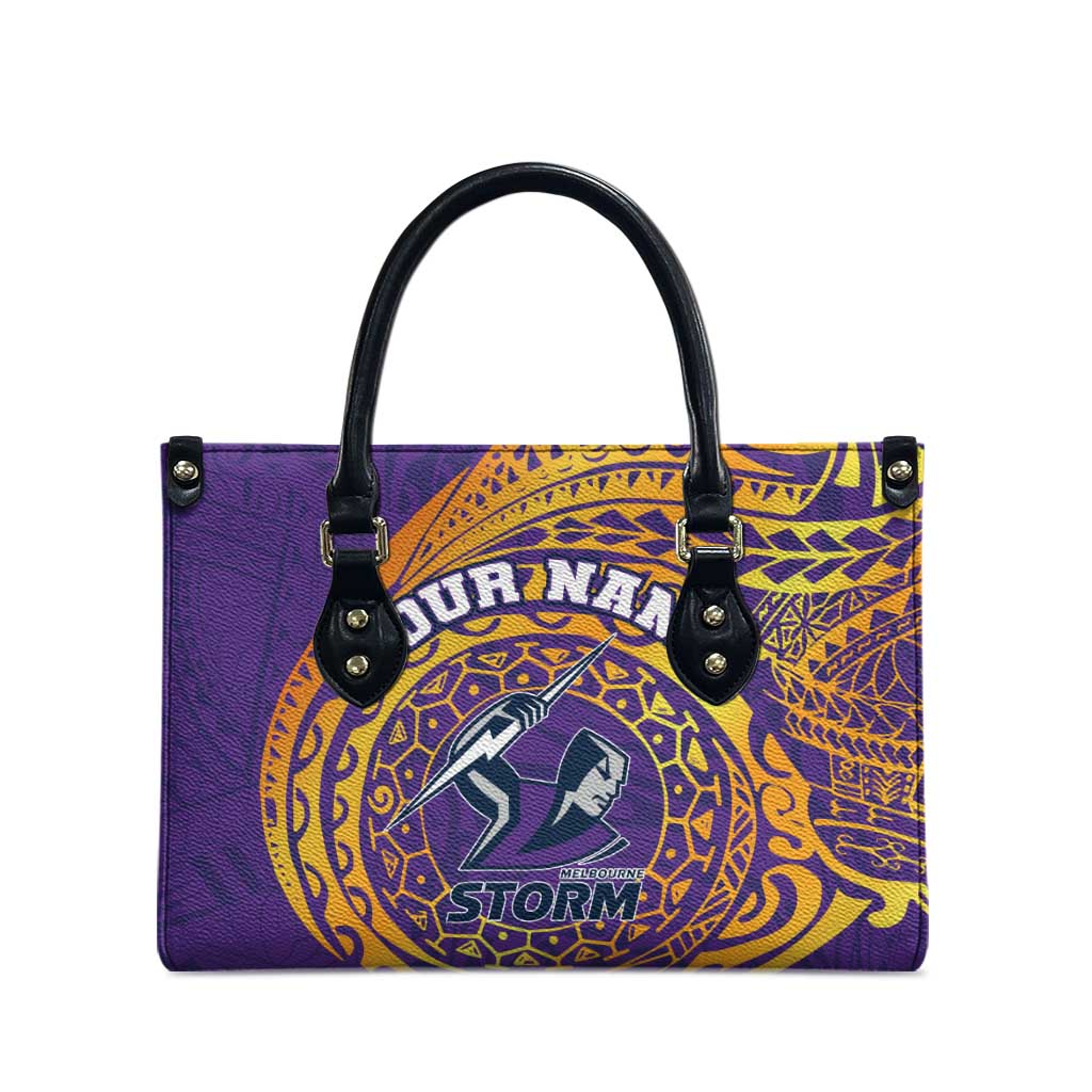 Personalized Melbourne Storm Leather Bag Polynesian Tribal Chest and Sleeve Tattoo