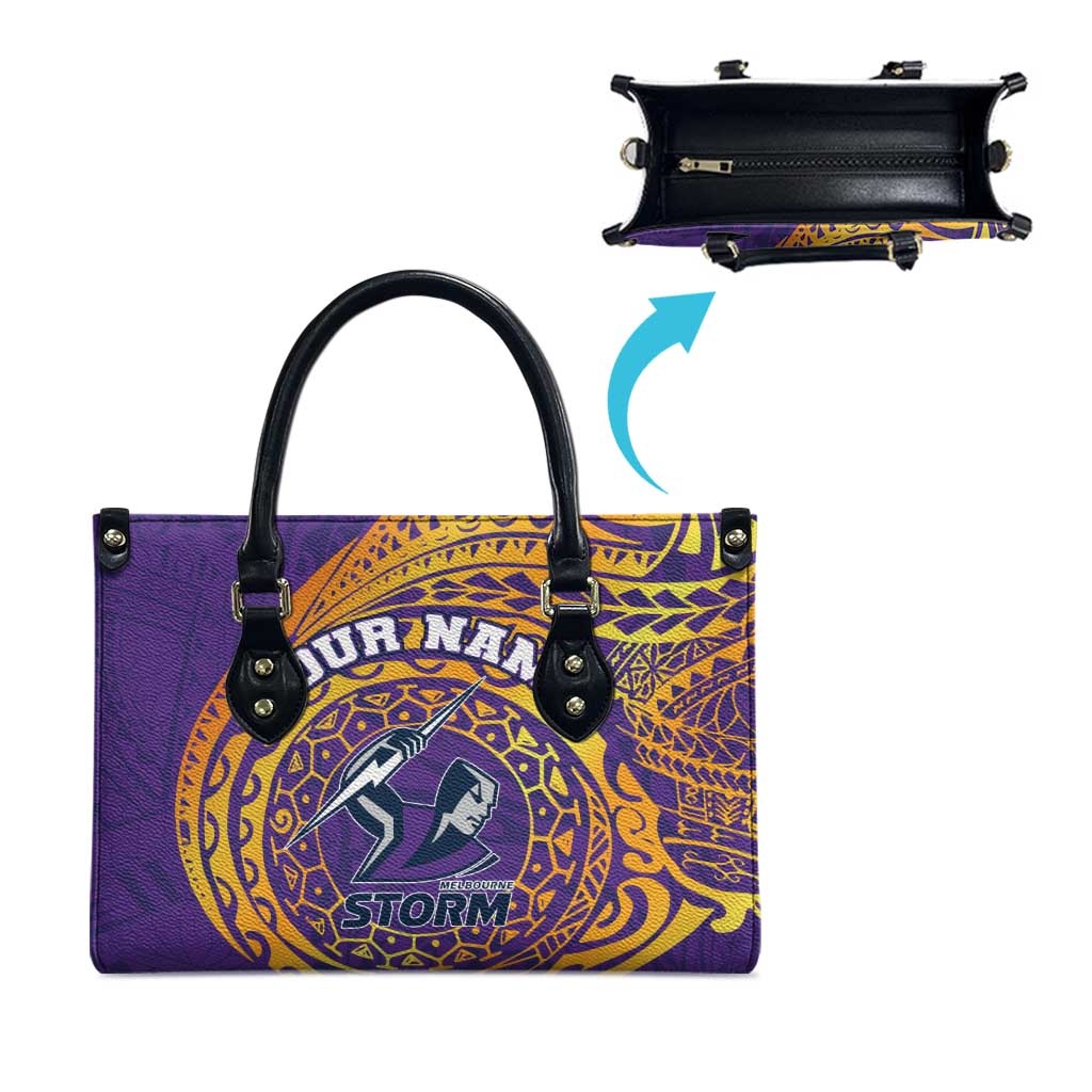 Personalized Melbourne Storm Leather Bag Polynesian Tribal Chest and Sleeve Tattoo