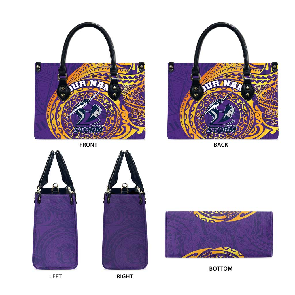 Personalized Melbourne Storm Leather Bag Polynesian Tribal Chest and Sleeve Tattoo