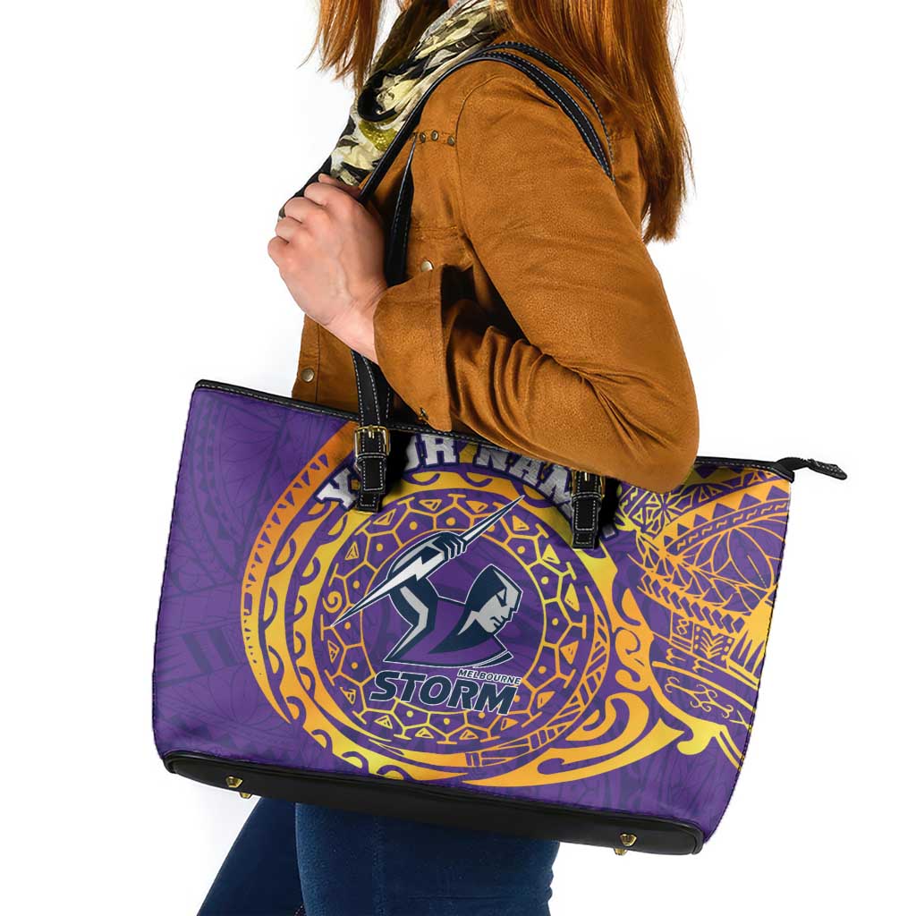 Personalized Melbourne Storm Leather Tote Bag Polynesian Tribal Chest and Sleeve Tattoo