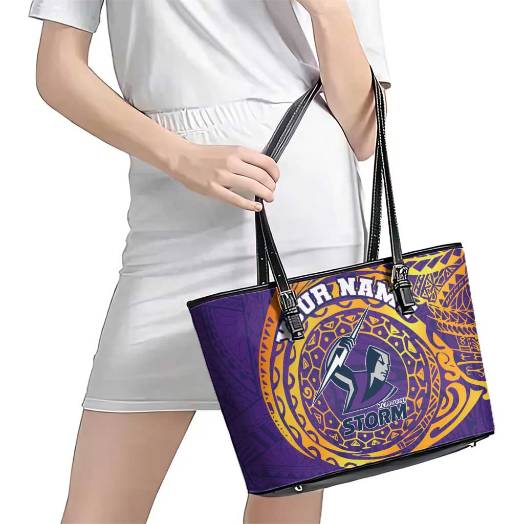 Personalized Melbourne Storm Leather Tote Bag Polynesian Tribal Chest and Sleeve Tattoo