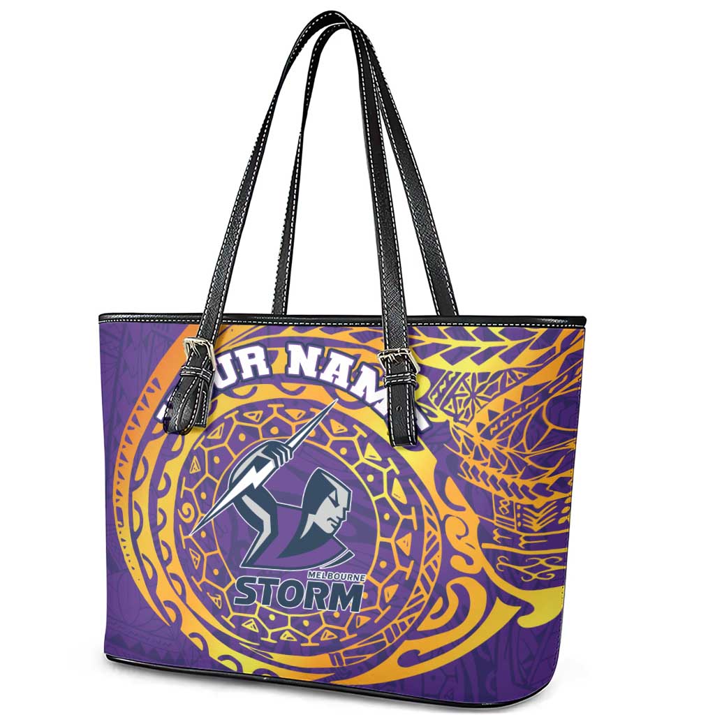 Personalized Melbourne Storm Leather Tote Bag Polynesian Tribal Chest and Sleeve Tattoo