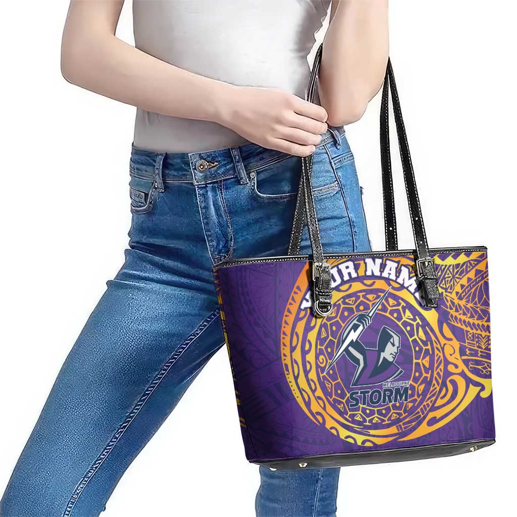 Personalized Melbourne Storm Leather Tote Bag Polynesian Tribal Chest and Sleeve Tattoo