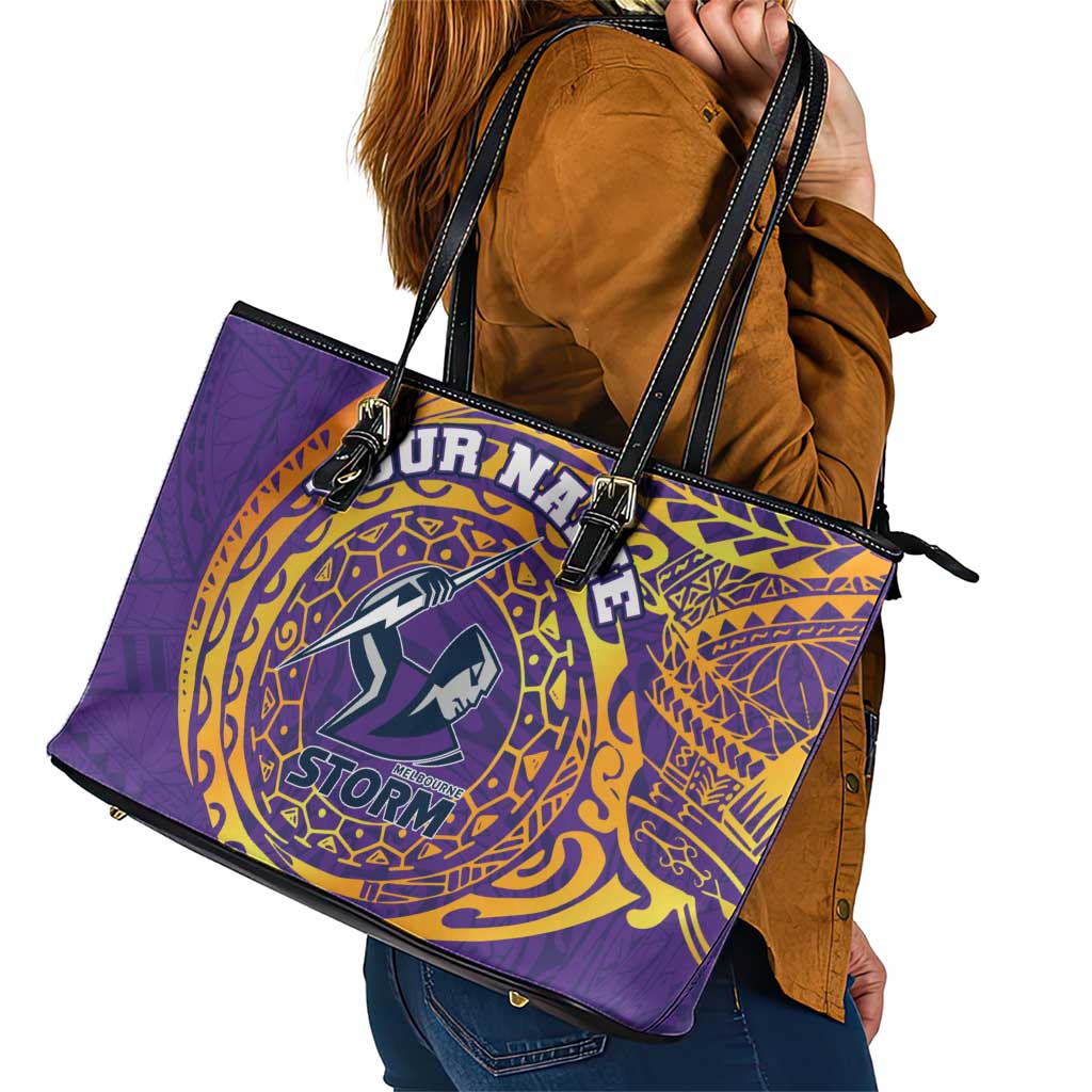 Personalized Melbourne Storm Leather Tote Bag Polynesian Tribal Chest and Sleeve Tattoo