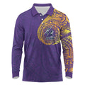 Personalized Melbourne Storm Long Sleeve Polo Shirt Polynesian Tribal Chest and Sleeve Tattoo