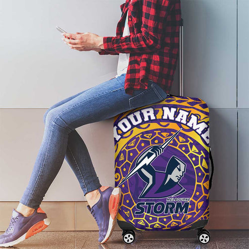Personalized Melbourne Storm Luggage Cover Polynesian Tribal Chest and Sleeve Tattoo