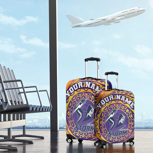 Personalized Melbourne Storm Luggage Cover Polynesian Tribal Chest and Sleeve Tattoo