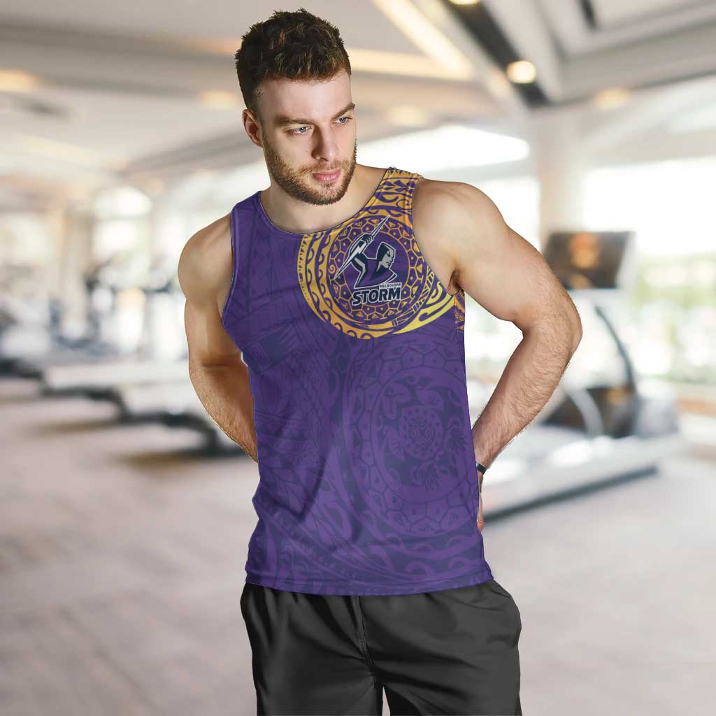 Personalized Melbourne Storm Men Tank Top Polynesian Tribal Chest and Sleeve Tattoo