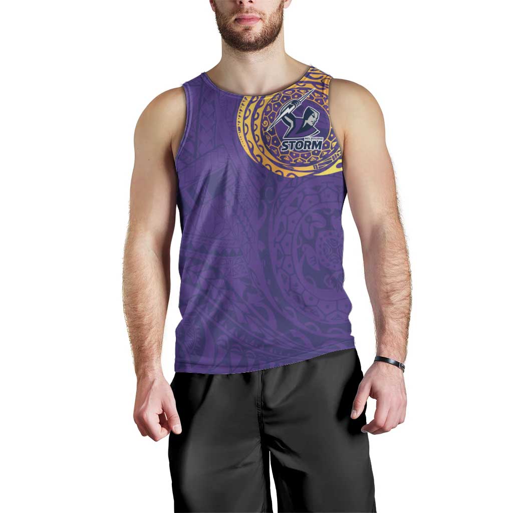 Personalized Melbourne Storm Men Tank Top Polynesian Tribal Chest and Sleeve Tattoo