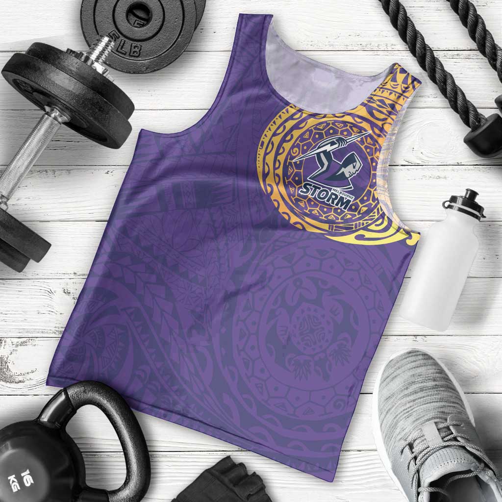 Personalized Melbourne Storm Men Tank Top Polynesian Tribal Chest and Sleeve Tattoo