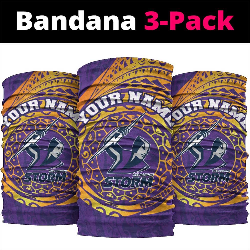 Personalized Melbourne Storm Neck Gaiter Polynesian Tribal Chest and Sleeve Tattoo