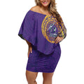 Personalized Melbourne Storm Off Shoulder Short Dress Polynesian Tribal Chest and Sleeve Tattoo