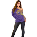 Personalized Melbourne Storm Off Shoulder Sweater Polynesian Tribal Chest and Sleeve Tattoo