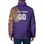 Personalized Melbourne Storm Padded Jacket Polynesian Tribal Chest and Sleeve Tattoo