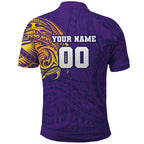 Personalized Melbourne Storm Polo Shirt Polynesian Tribal Chest and Sleeve Tattoo
