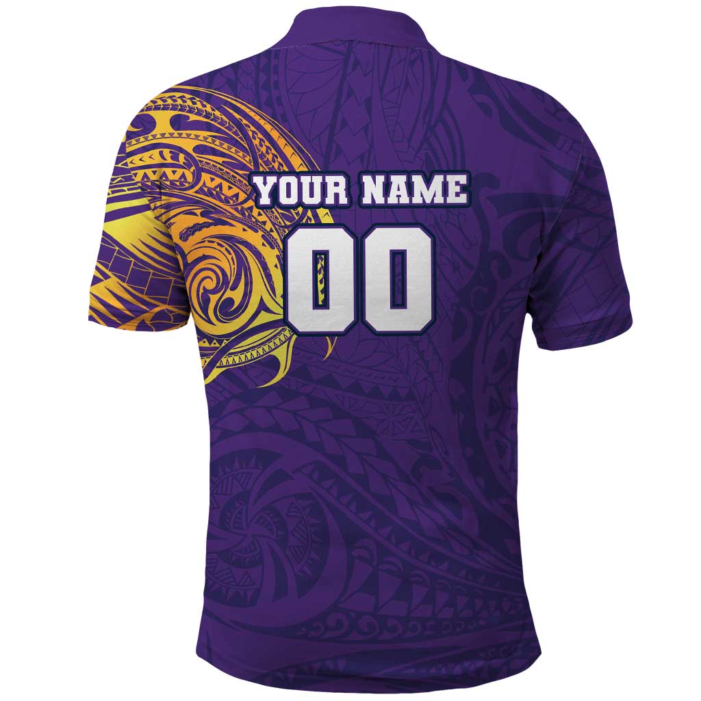 Personalized Melbourne Storm Polo Shirt Polynesian Tribal Chest and Sleeve Tattoo