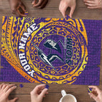 Personalized Melbourne Storm Puzzle Polynesian Tribal Chest and Sleeve Tattoo