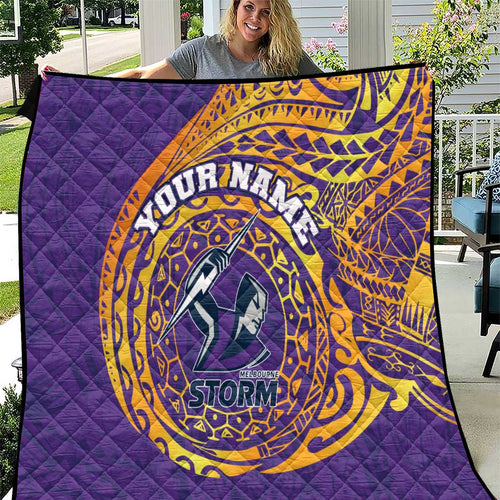 Personalized Melbourne Storm Quilt Polynesian Tribal Chest and Sleeve Tattoo