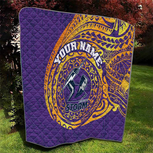 Personalized Melbourne Storm Quilt Polynesian Tribal Chest and Sleeve Tattoo