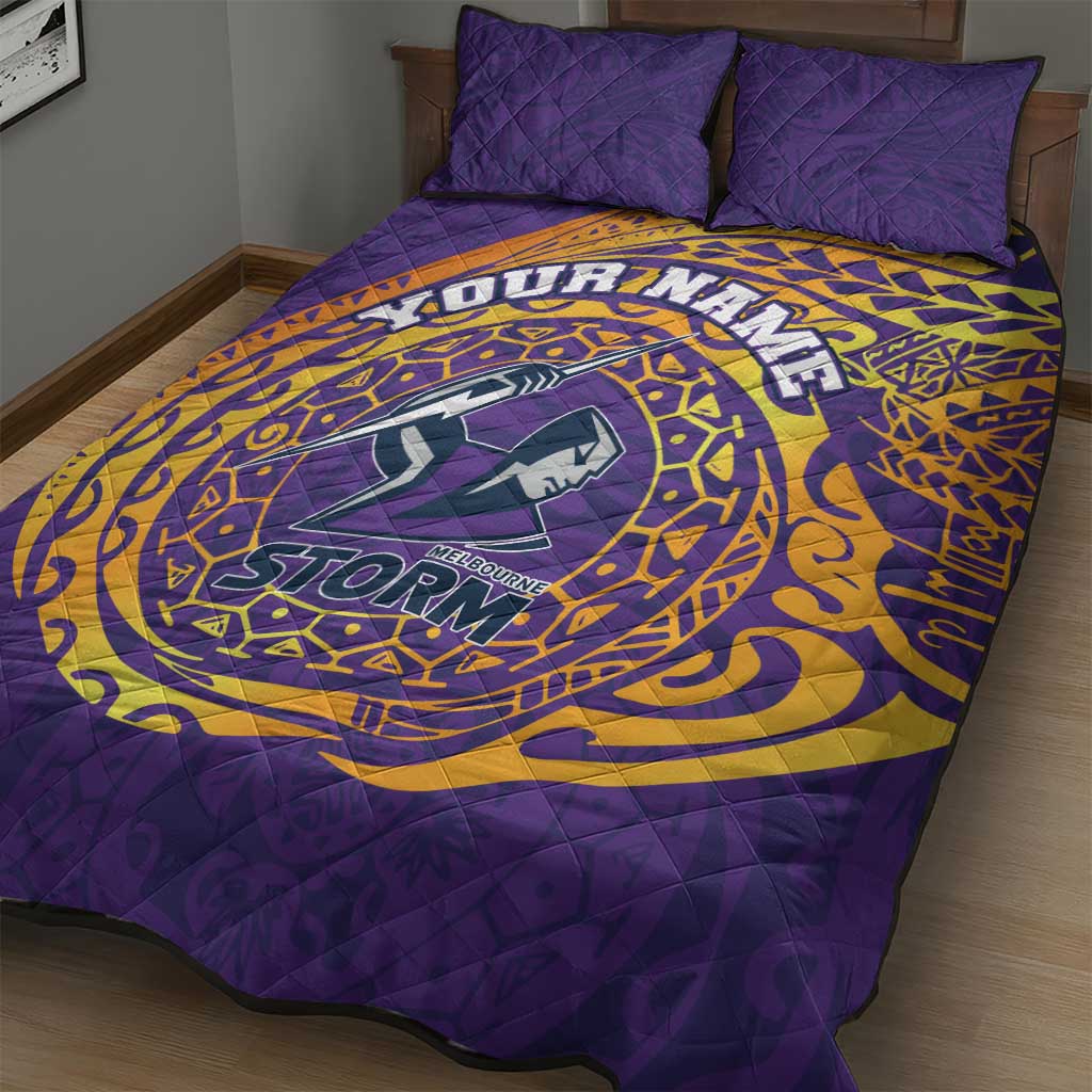 Personalized Melbourne Storm Quilt Bed Set Polynesian Tribal Chest and Sleeve Tattoo