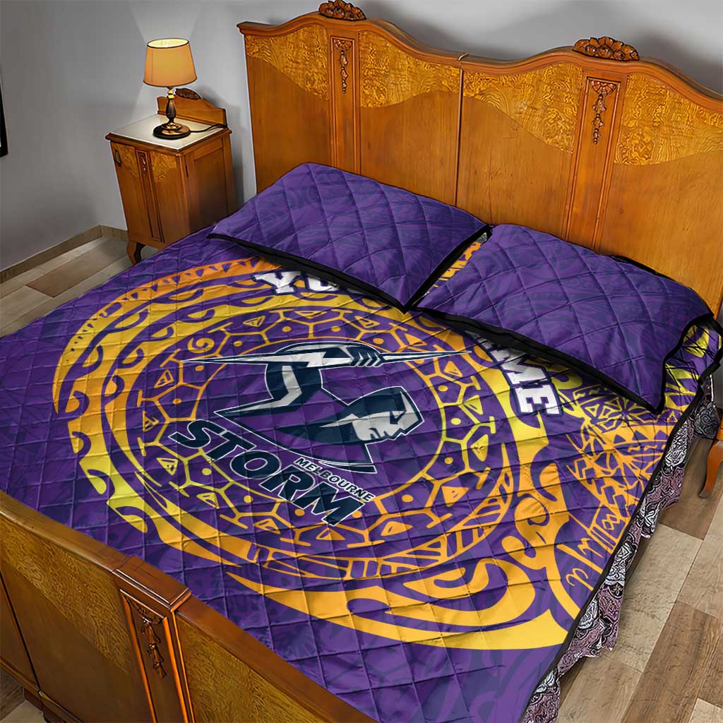 Personalized Melbourne Storm Quilt Bed Set Polynesian Tribal Chest and Sleeve Tattoo