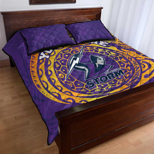 Personalized Melbourne Storm Quilt Bed Set Polynesian Tribal Chest and Sleeve Tattoo