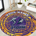 Personalized Melbourne Storm Round Carpet Polynesian Tribal Chest and Sleeve Tattoo