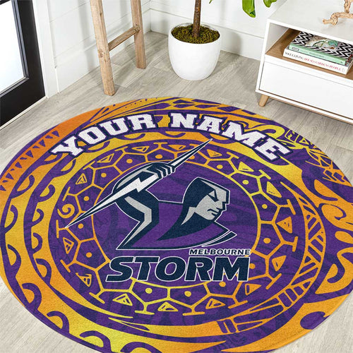 Personalized Melbourne Storm Round Carpet Polynesian Tribal Chest and Sleeve Tattoo