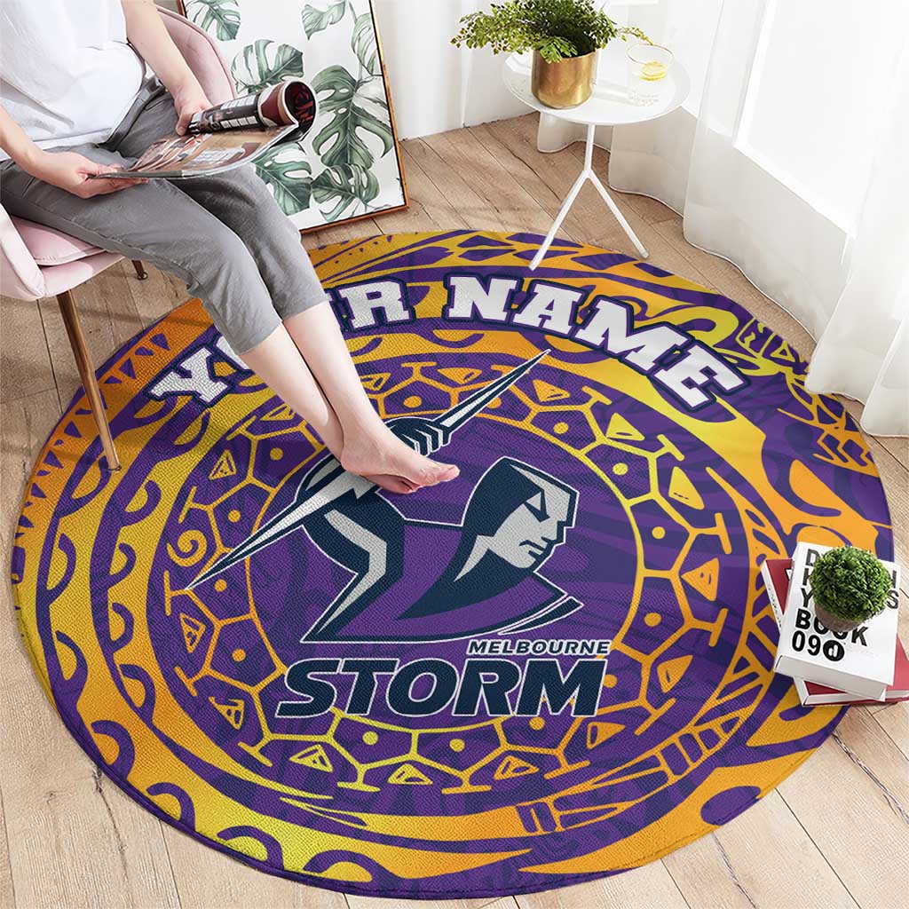 Personalized Melbourne Storm Round Carpet Polynesian Tribal Chest and Sleeve Tattoo