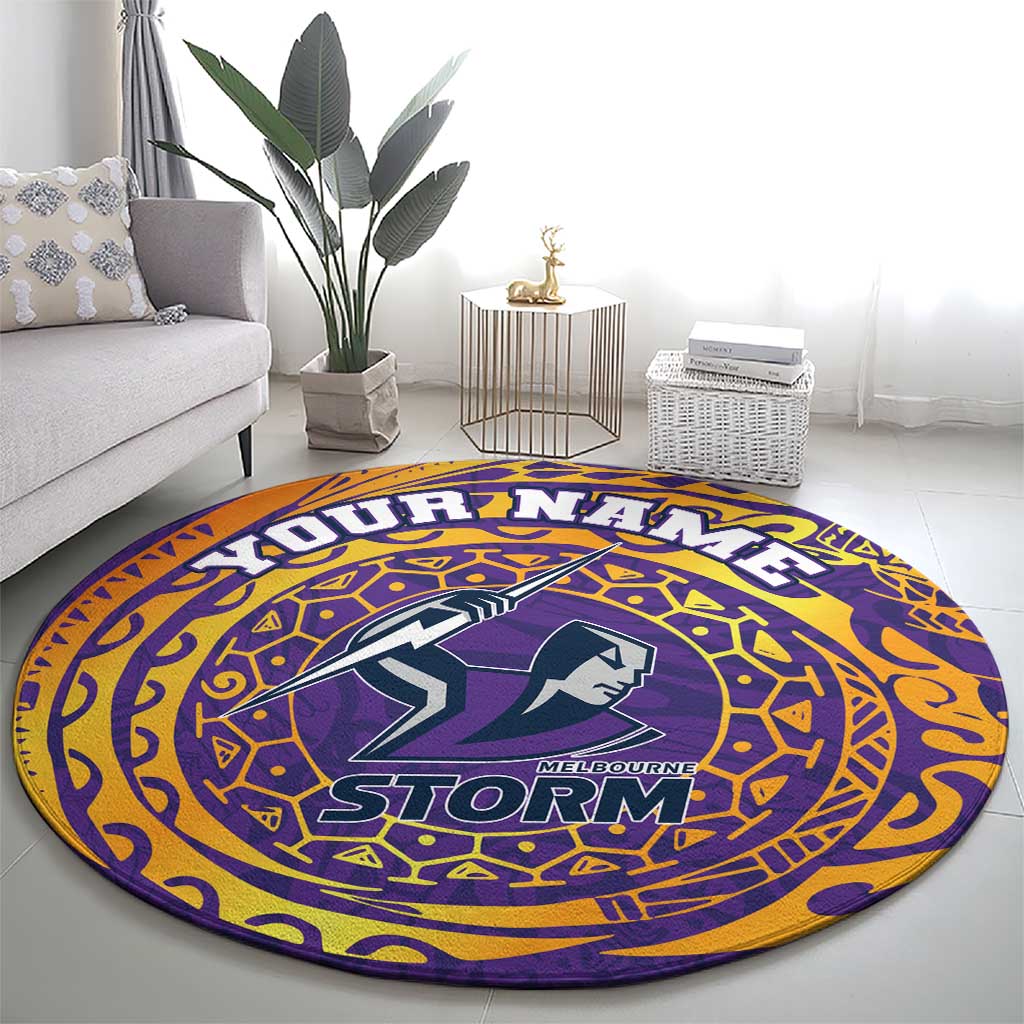 Personalized Melbourne Storm Round Carpet Polynesian Tribal Chest and Sleeve Tattoo