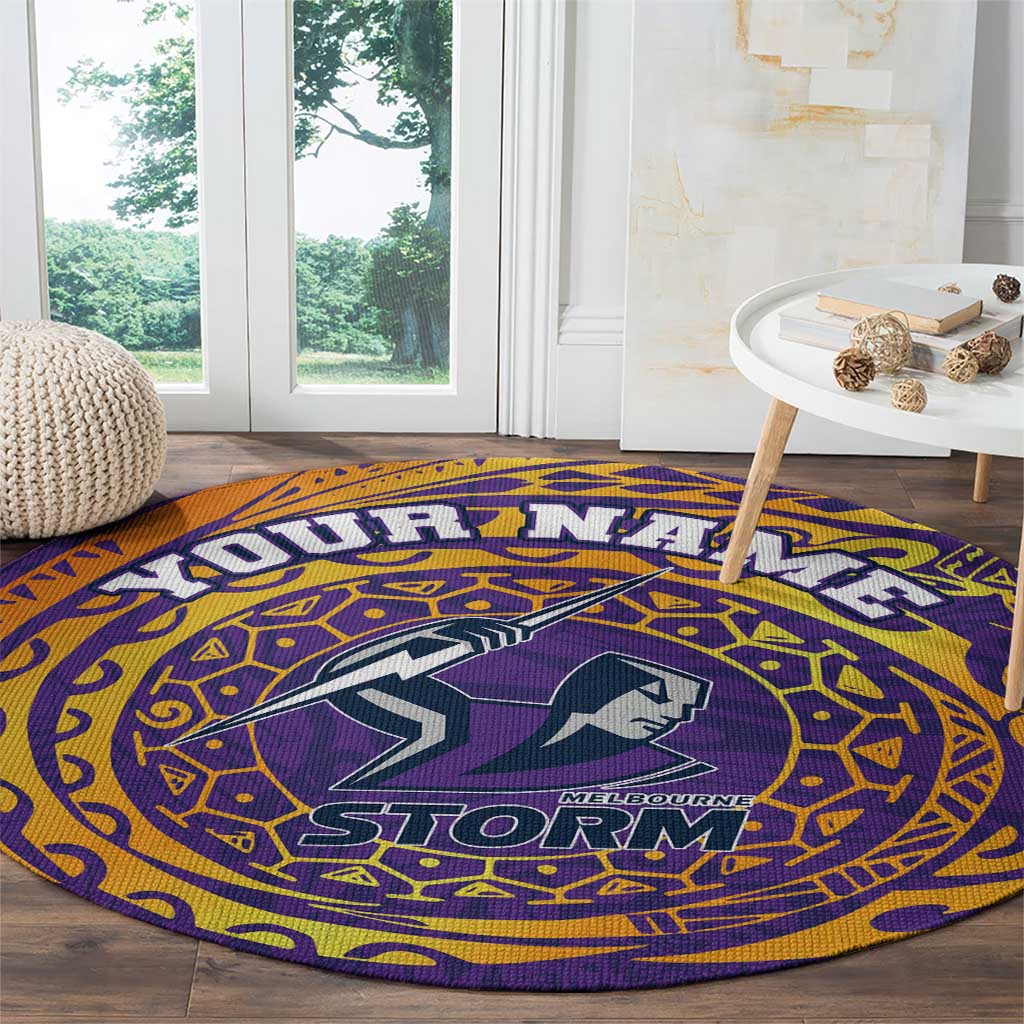 Personalized Melbourne Storm Round Carpet Polynesian Tribal Chest and Sleeve Tattoo