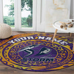 Personalized Melbourne Storm Round Carpet Polynesian Tribal Chest and Sleeve Tattoo